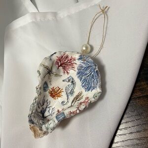Handcrafted Decorative Oyster Shell Ornament with Marine Design